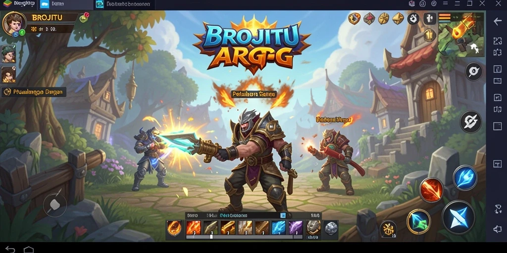 Tampilan menarik dari gameplay <strong>BROJITU</strong> dengan aksi petualangan ARPG.