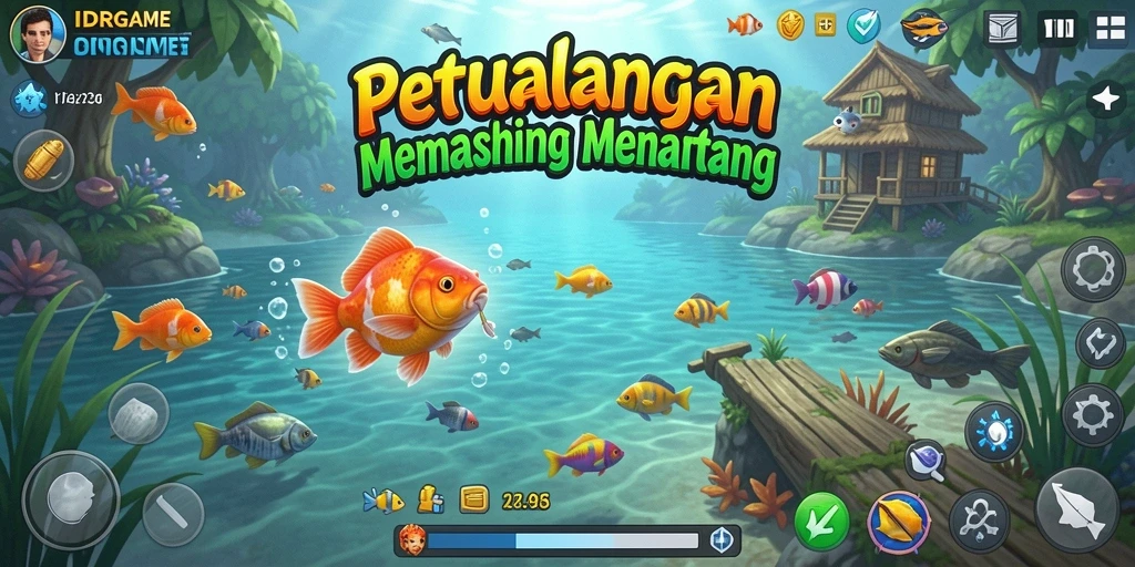 Tampilan gameplay IDRGAME dengan aksi memancing yang seru.