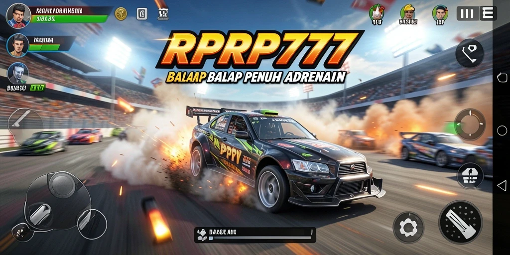 Tangkapan layar gameplay RPRP777 dengan aksi balap yang mendebarkan.