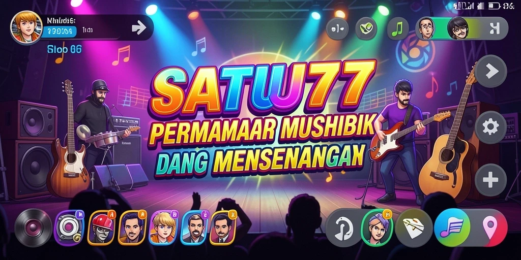 Tampilan gameplay interaktif SATU77 yang menyenangkan dan penuh warna.