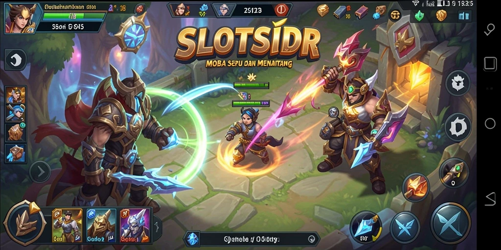 Screenshot gameplay SLOTSIDR menampilkan pertarungan tim yang intens.