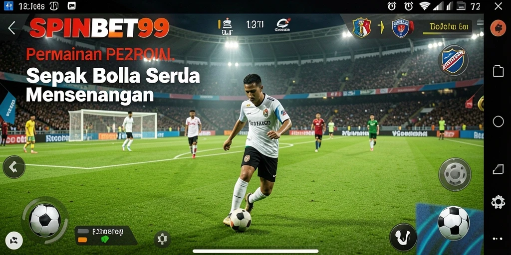 Tampilan menarik dari gameplay SPINBET99 yang menampilkan aksi sepak bola.